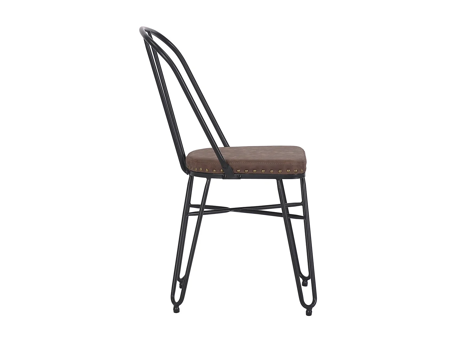 DETROIT - Set de 2 chaises en simili cuir marron et métal noir