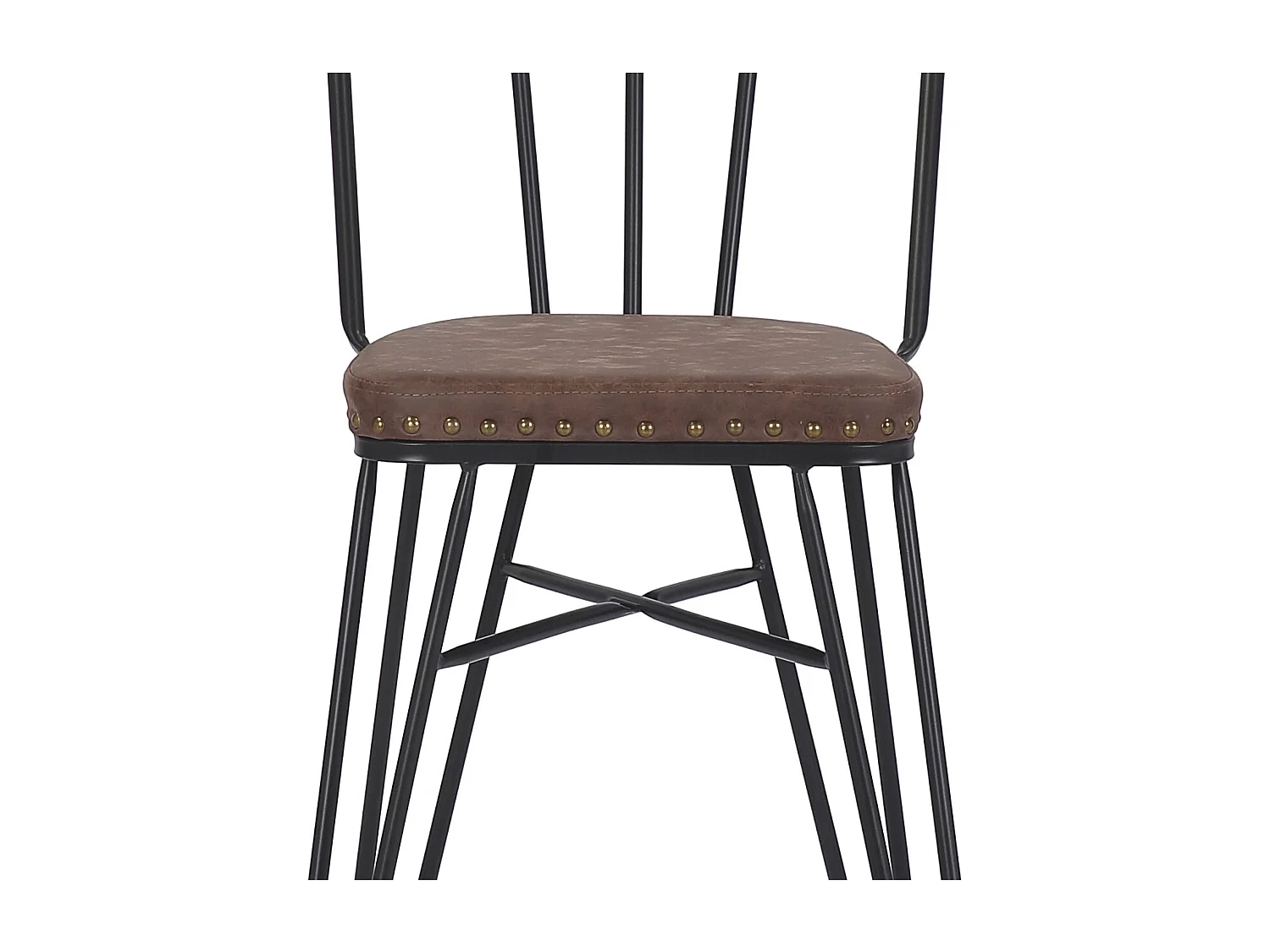 DETROIT - Set de 2 chaises en simili cuir marron et métal noir