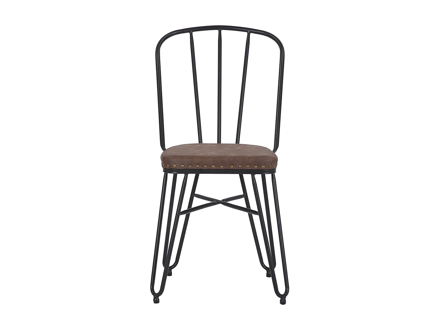 DETROIT - Set de 2 chaises en simili cuir marron et métal noir