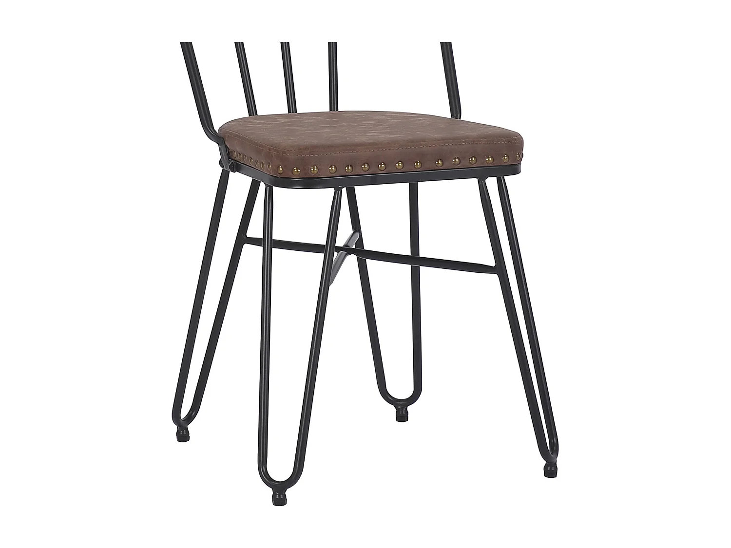 DETROIT - Set de 2 chaises en simili cuir marron et métal noir