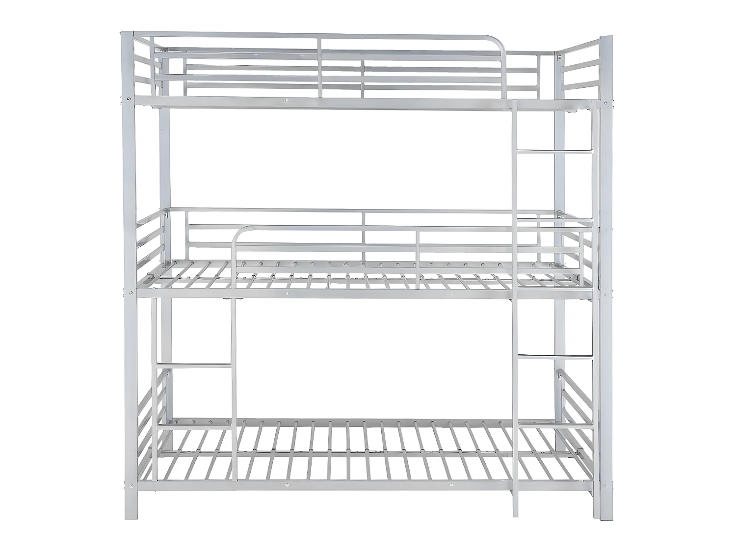 Lits superposés triple 3 x 90 x 190 cm - Métal - Argent + Matelas - ELOUAN III