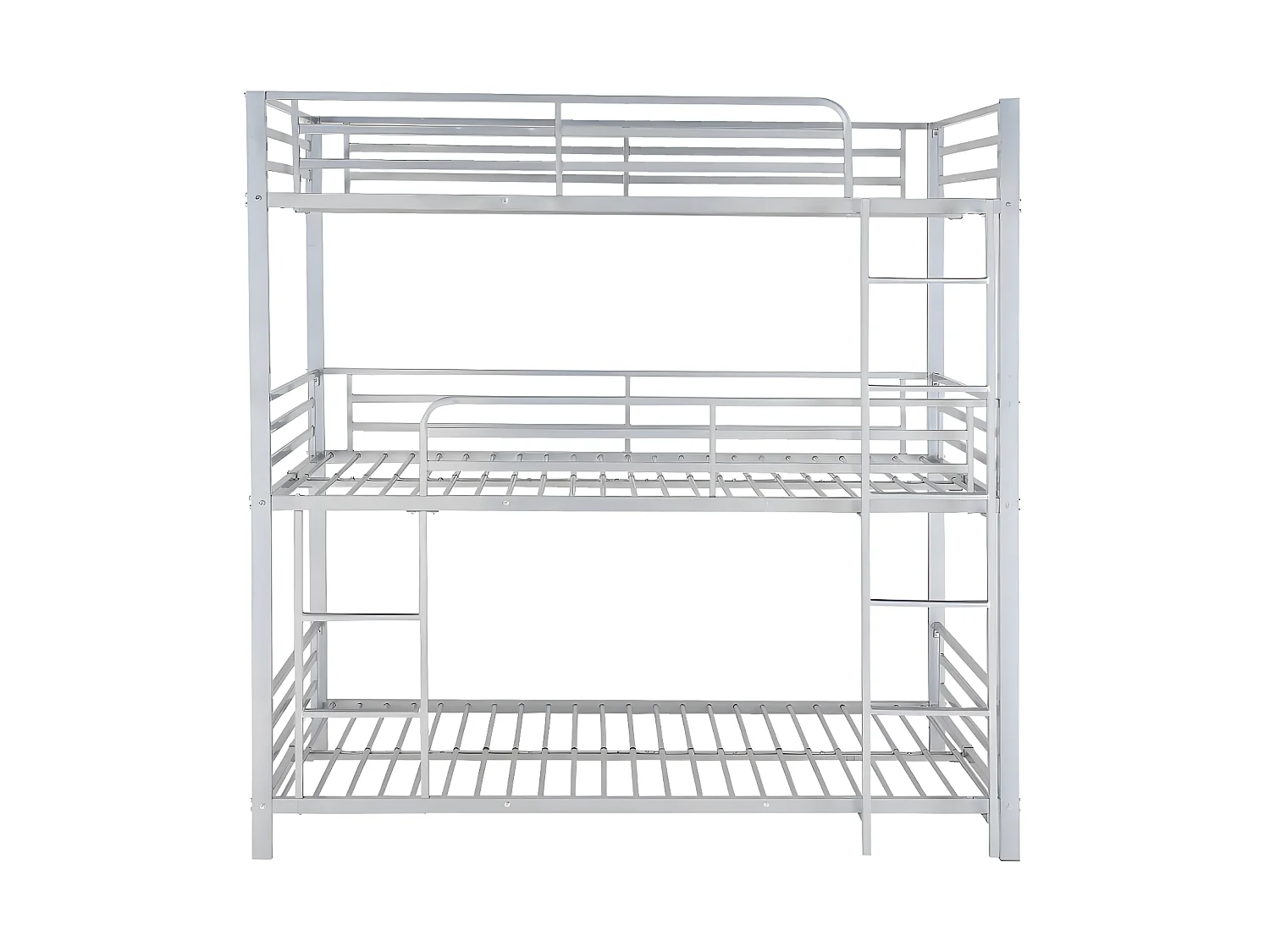 Litera triple - 3 x 90 x 190 cm - metal - plata + colchón - ELOUAN III