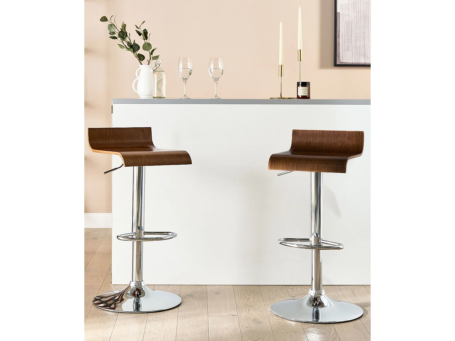 Barkruk Set van 2 Donkere houtkleur VALENCIA