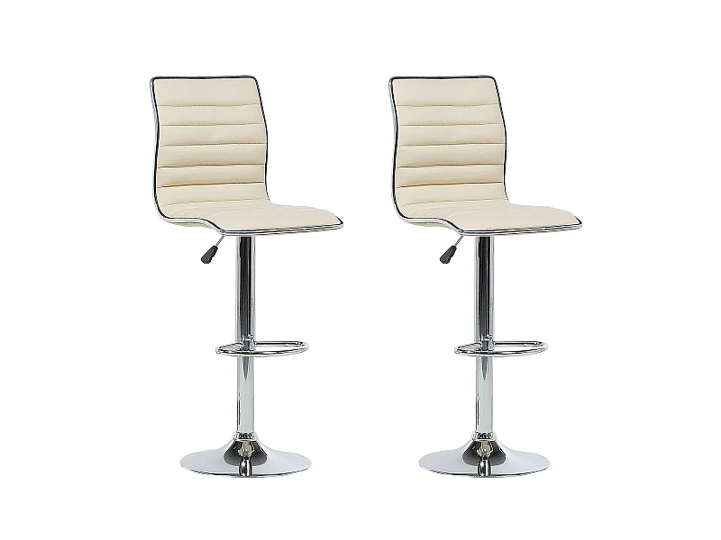 Lot de 2 chaises de bar LUCERNE Cuir PU Beige clair