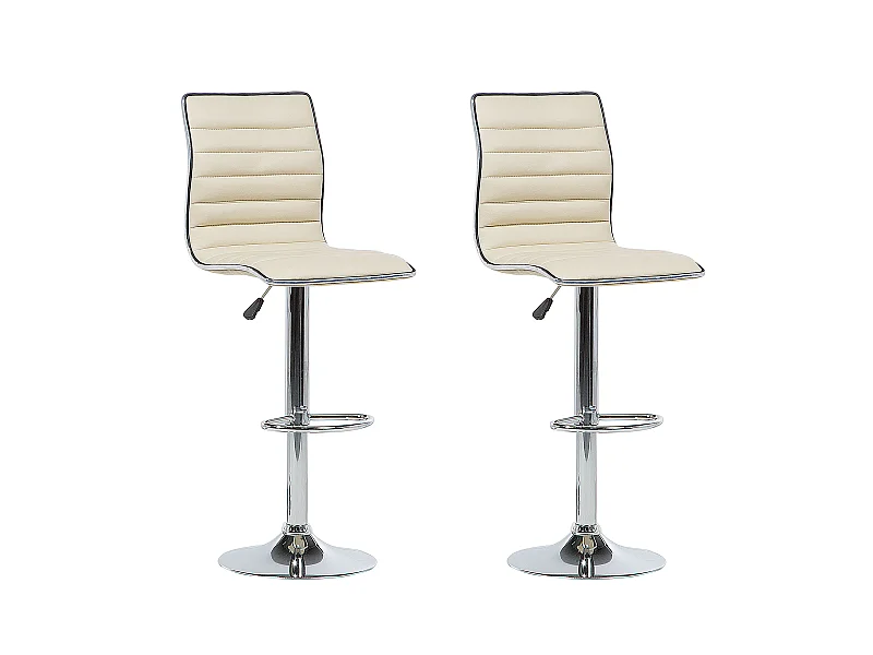 Lot de 2 chaises de bar LUCERNE Cuir PU Beige clair