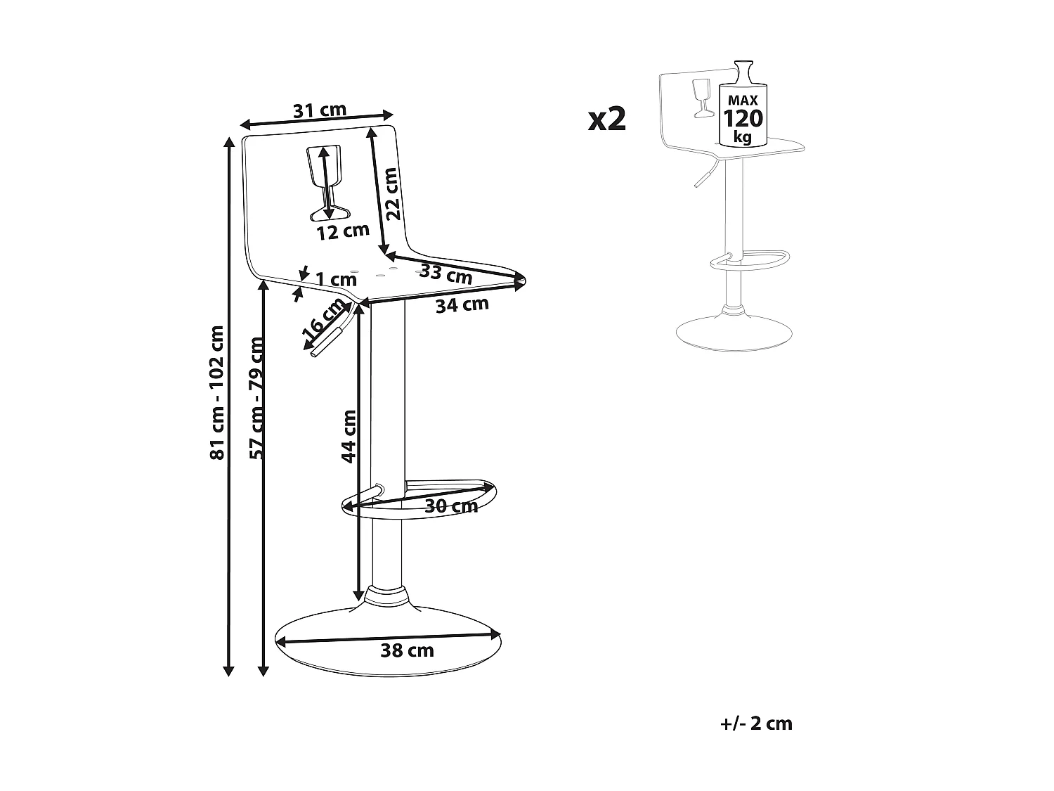 Lot de 2 chaises de bar BUSAN Transparent
