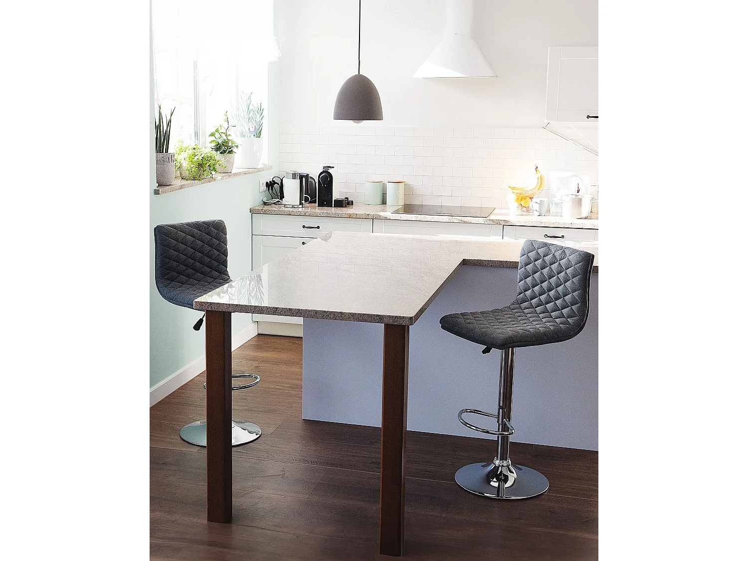 Set van 2 barstoelen ORLANDO Draaibaar Grijs