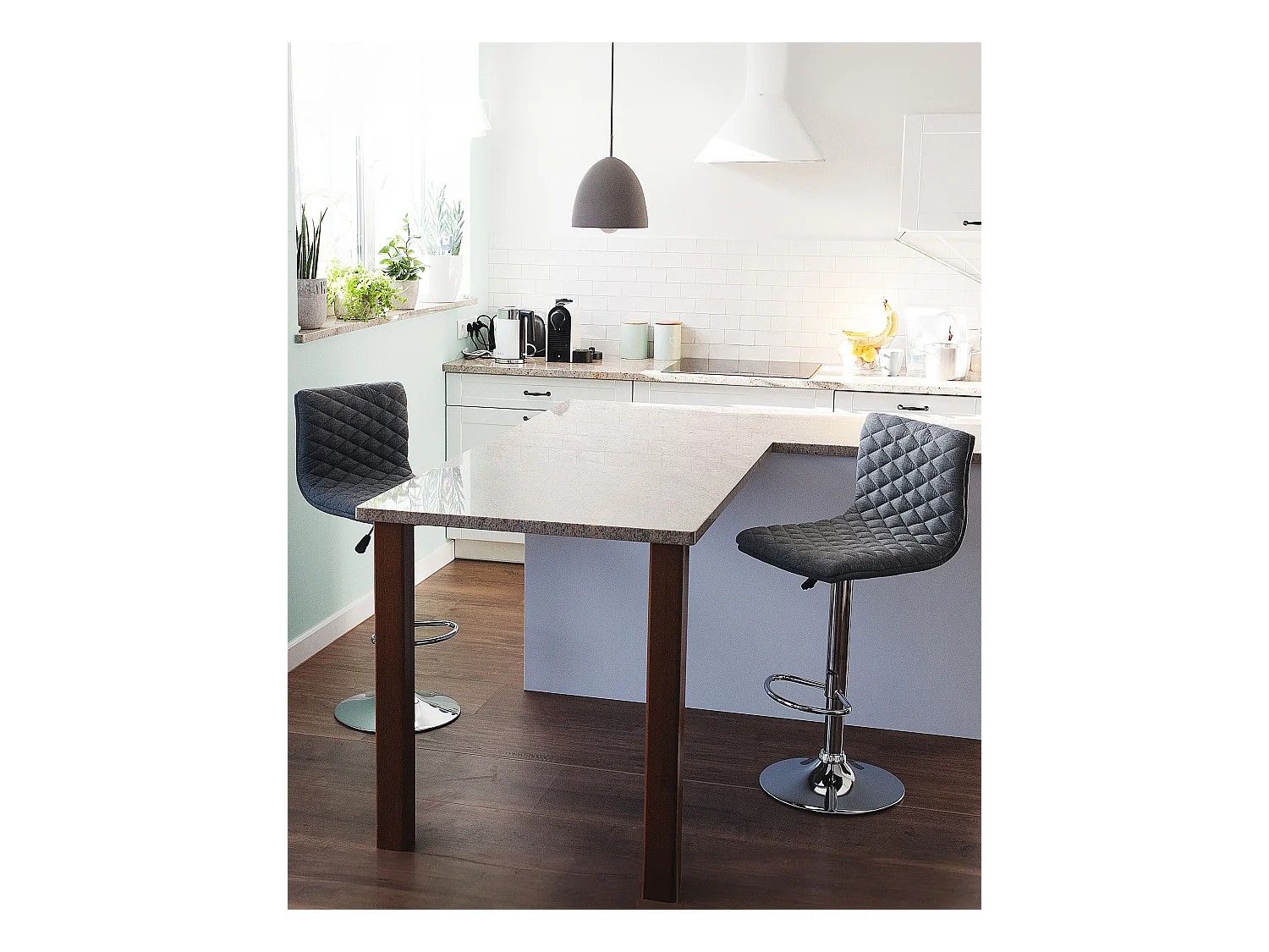 Bequemes Barstuhl Set 2 Stühle schöne Versteppung Rückenlehne grau Orlando