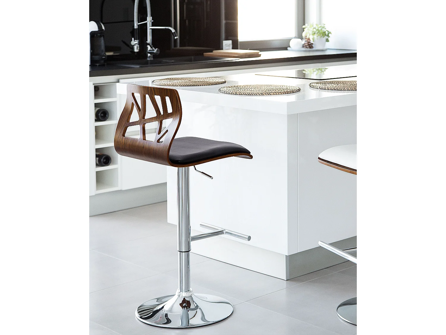 Tabouret de bar PETERSBURG Cuir PU Noir