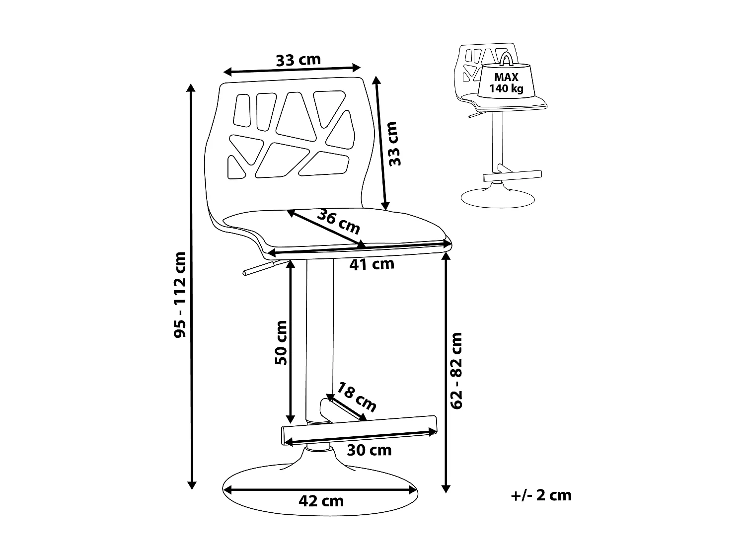 Tabouret de bar PETERSBURG Cuir PU Noir