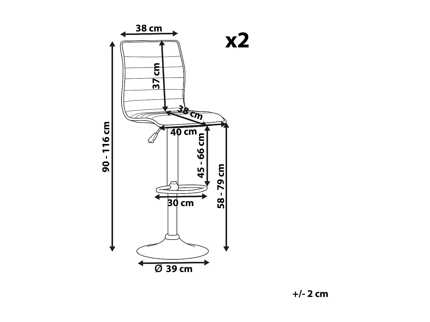 Set van 2 barstoelen LUCERNE Kunstleer Draaibaar Zwart
