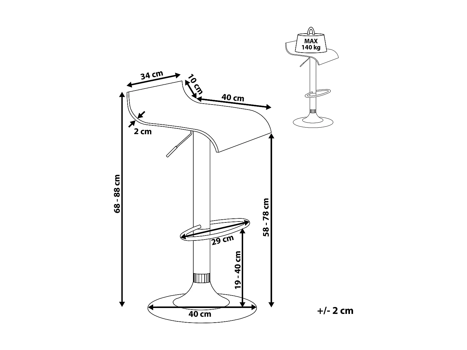 Lot de 2 chaises de bar VALENCIA Noir