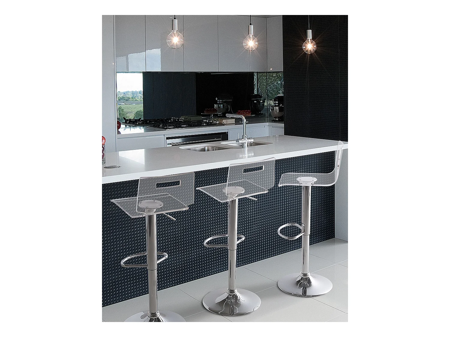 Conjunto de 2 sillas de bar MALTA giratoria Transparente