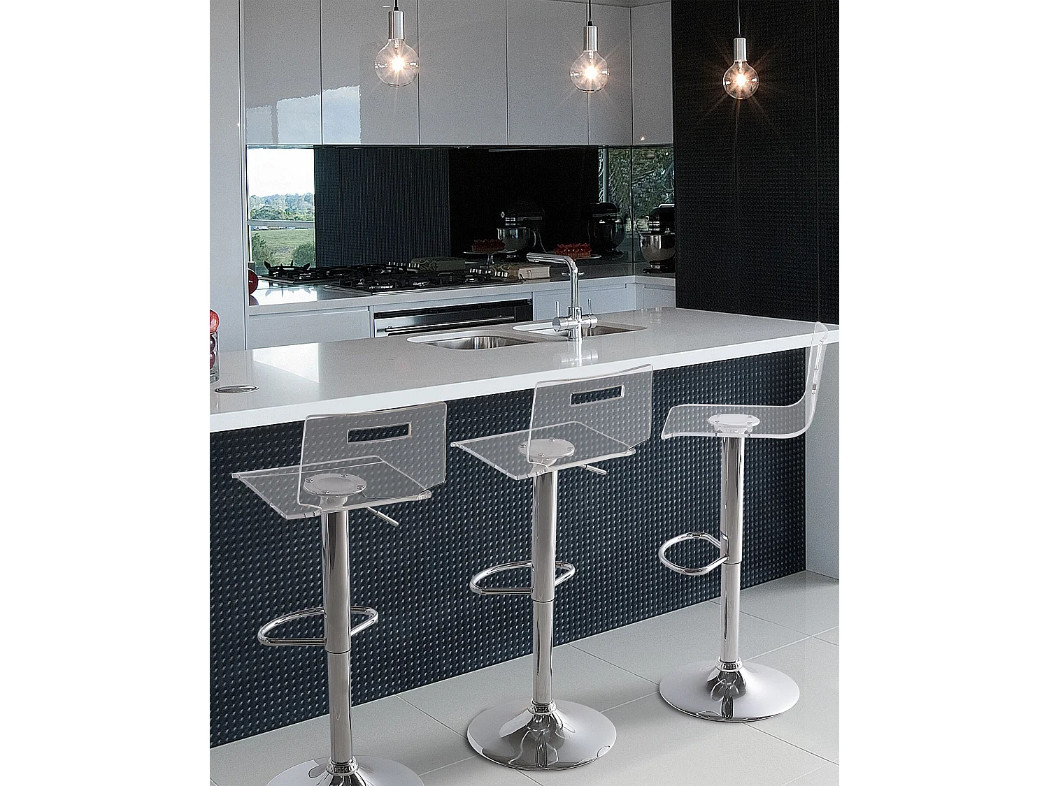 Conjunto de 2 bancos de bar MALTA Transparente