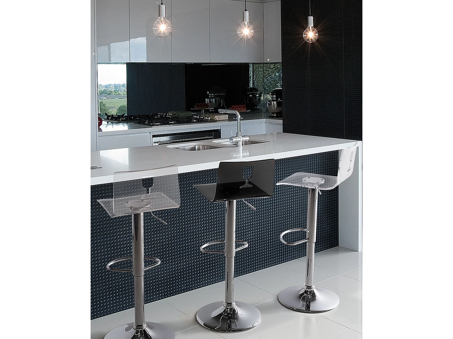 Set van 2 barstoelen BUSAN Draaibaar Zwart