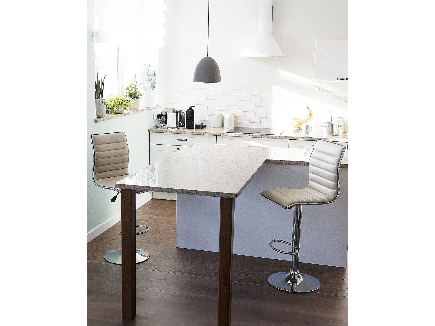 Set di 2 sedie alte LUCERNE Beige chiaro