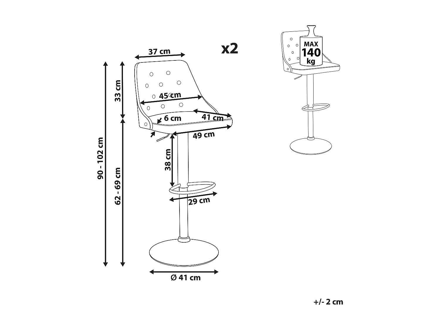 Set van 2 barstoelen VANCOUVER Kunstleer Draaibaar Zwart