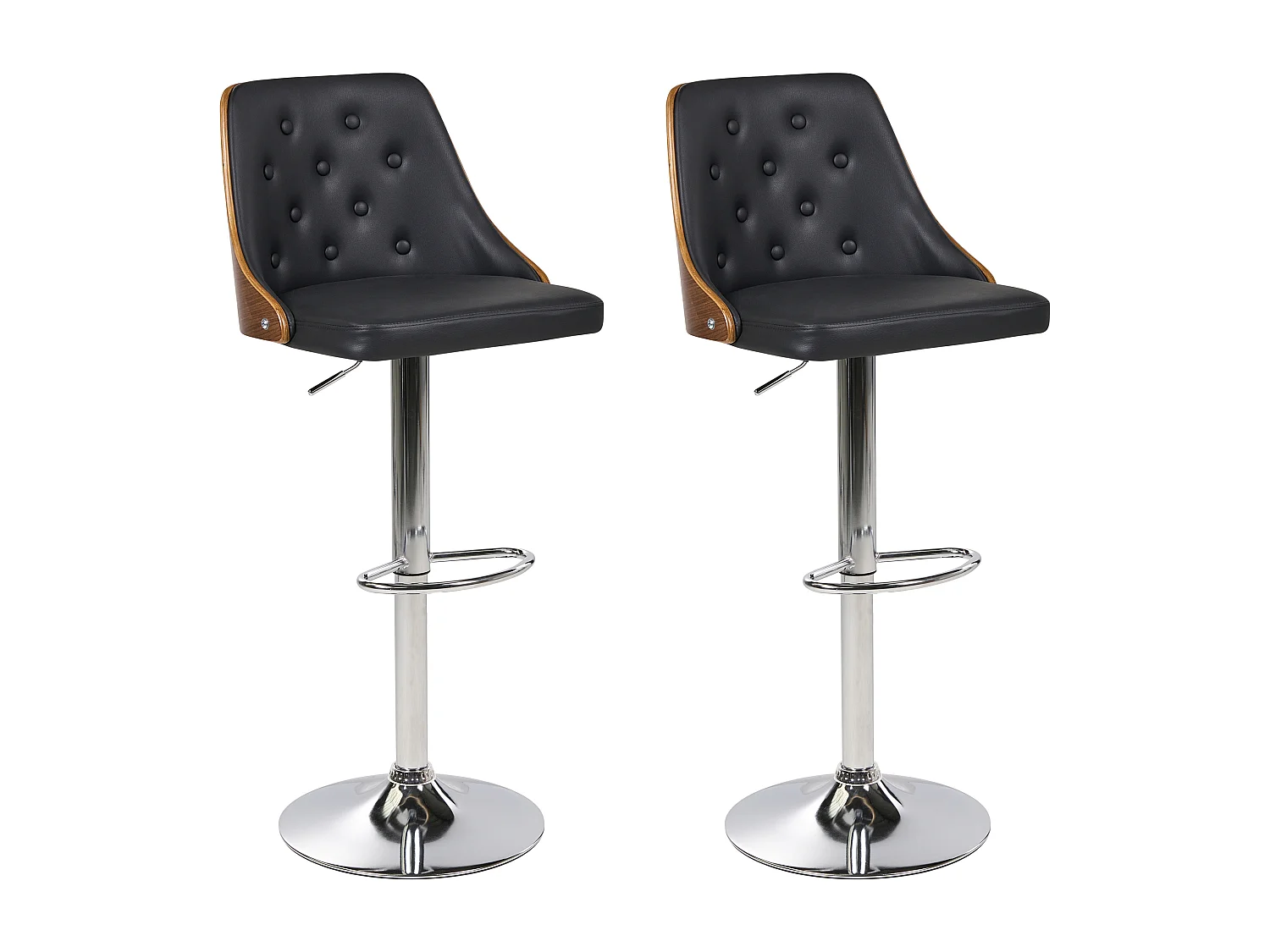 Set van 2 barstoelen VANCOUVER Kunstleer Draaibaar Zwart