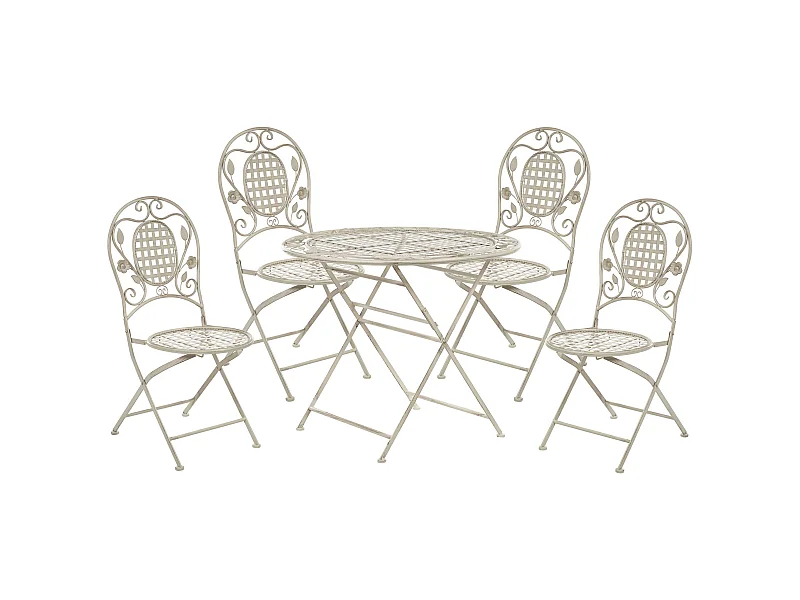 Garten Bistro Set Balkon Terasse 4er cremeweiß zusammenklappbar Bivio