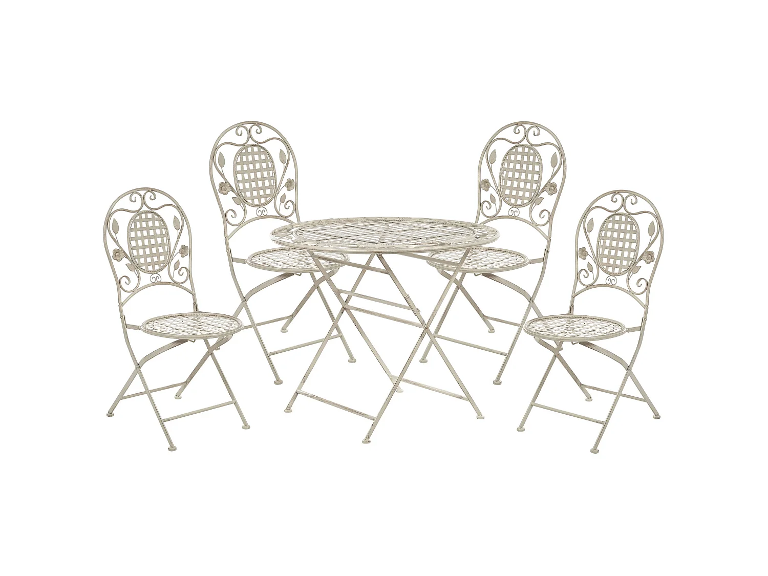 Gartenmöbel Set 4-Sitzer BIVIO klappbar Metall Cremeweiss