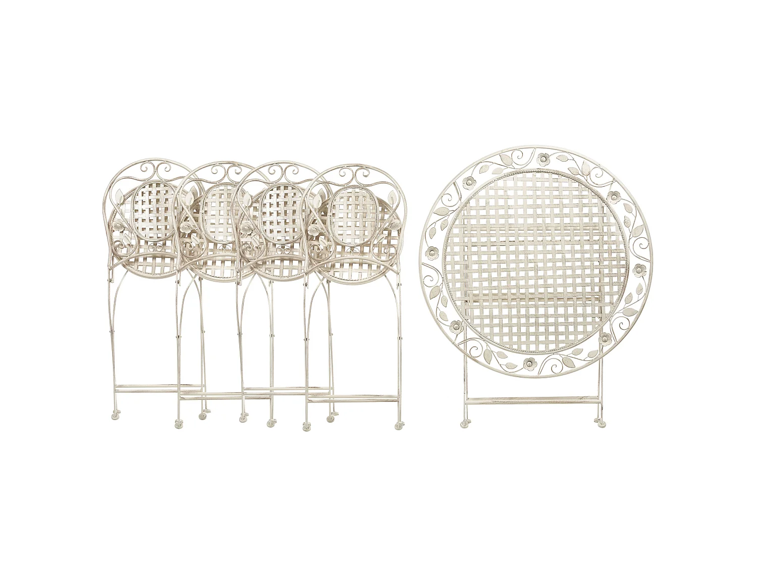 Gartenmöbel Set 4-Sitzer BIVIO klappbar Metall Cremeweiss