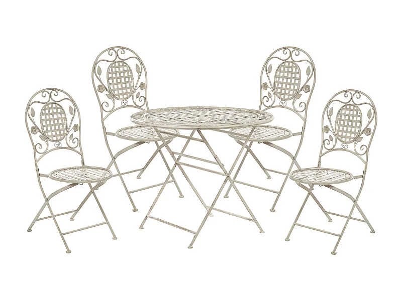 Salle à manger de jardin 4 places BIVIO Pliant Métal Blanc cassé