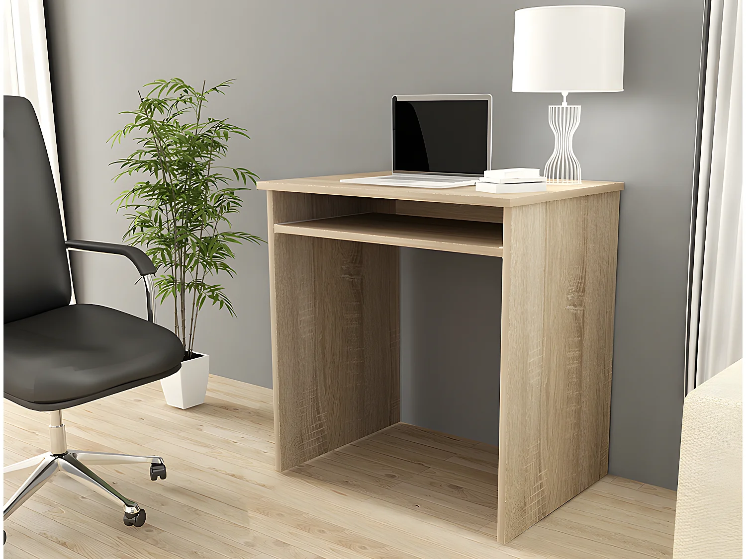 MALAWI | Bureau informatique compacte 68x74x51 cm | Support coulissant clavier | Design moderne | Table ordinateur portable