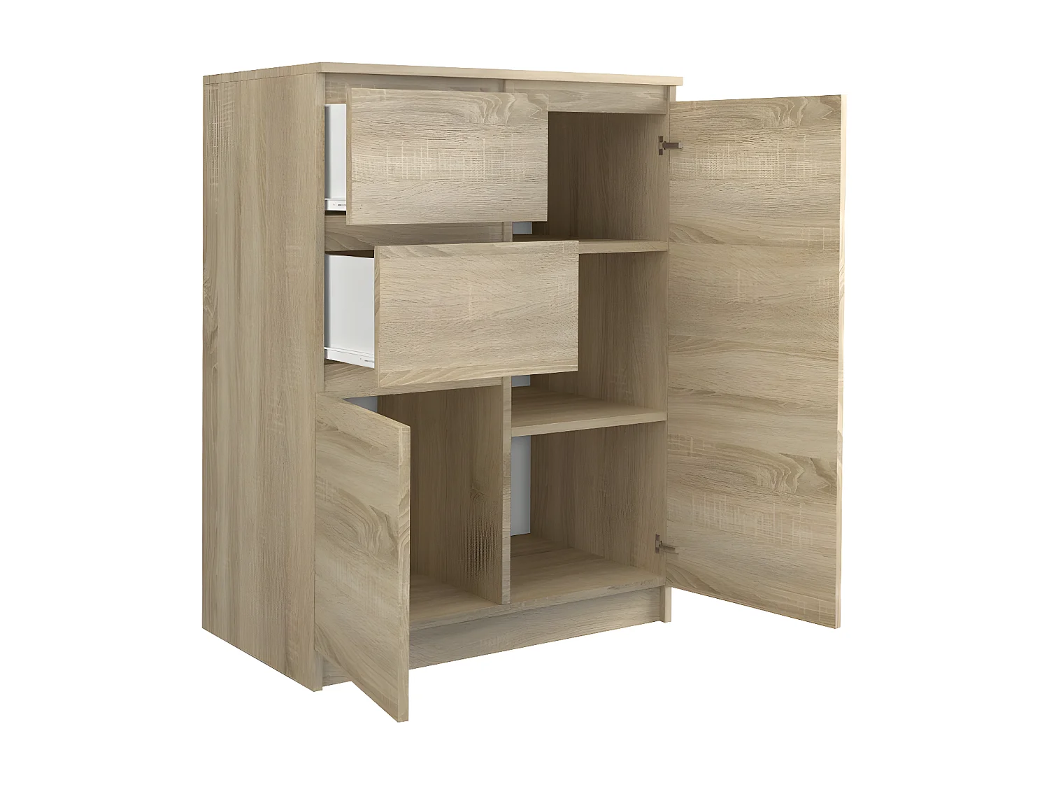 PARMA | Cómoda  moderna para salón / dormitorio / oficina 97x70x40 | 2 puertas + 2 cajones | Aparador moderno | Unidad de almacenamiento
