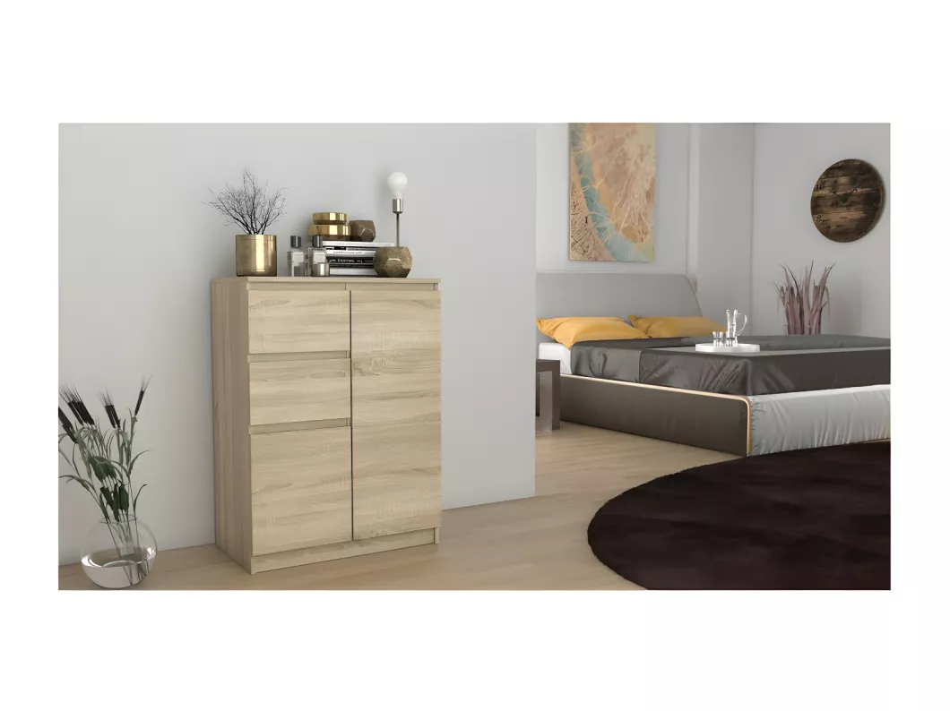 Kauf Unique CDF Moderne Kommode 2D2S (2 Türen, 2 Schubladen) | Farbe: Eiche Sonoma | Aktenschrank, für kleine Gegenstände | Ideal für Wohnzimmer, Schlafzimmer, Kinderzimmer, Jugendzimmer und Büro | Einlegeböden