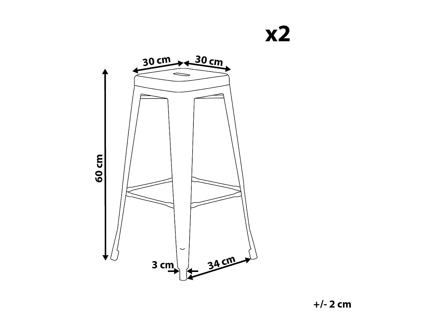 Lot de 2 tabourets de bar CABRILLO Métal Rouge