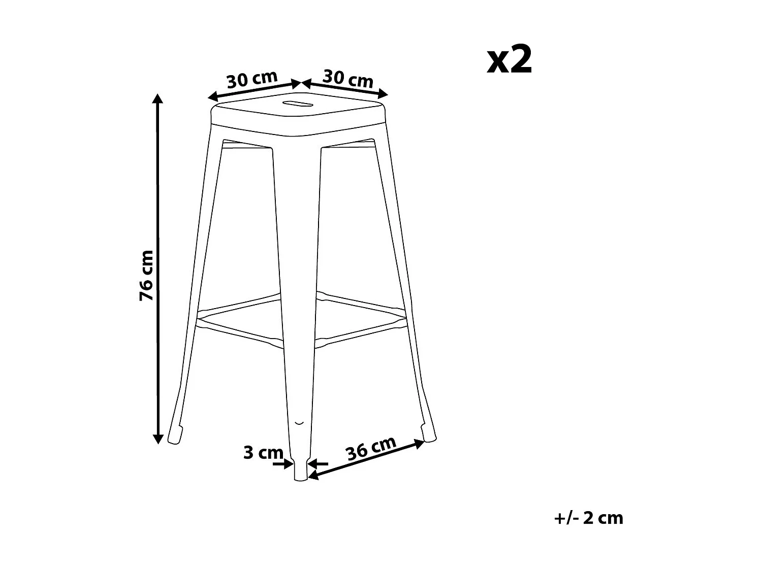 Lot de 2 tabourets de bar CABRILLO Métal Noir