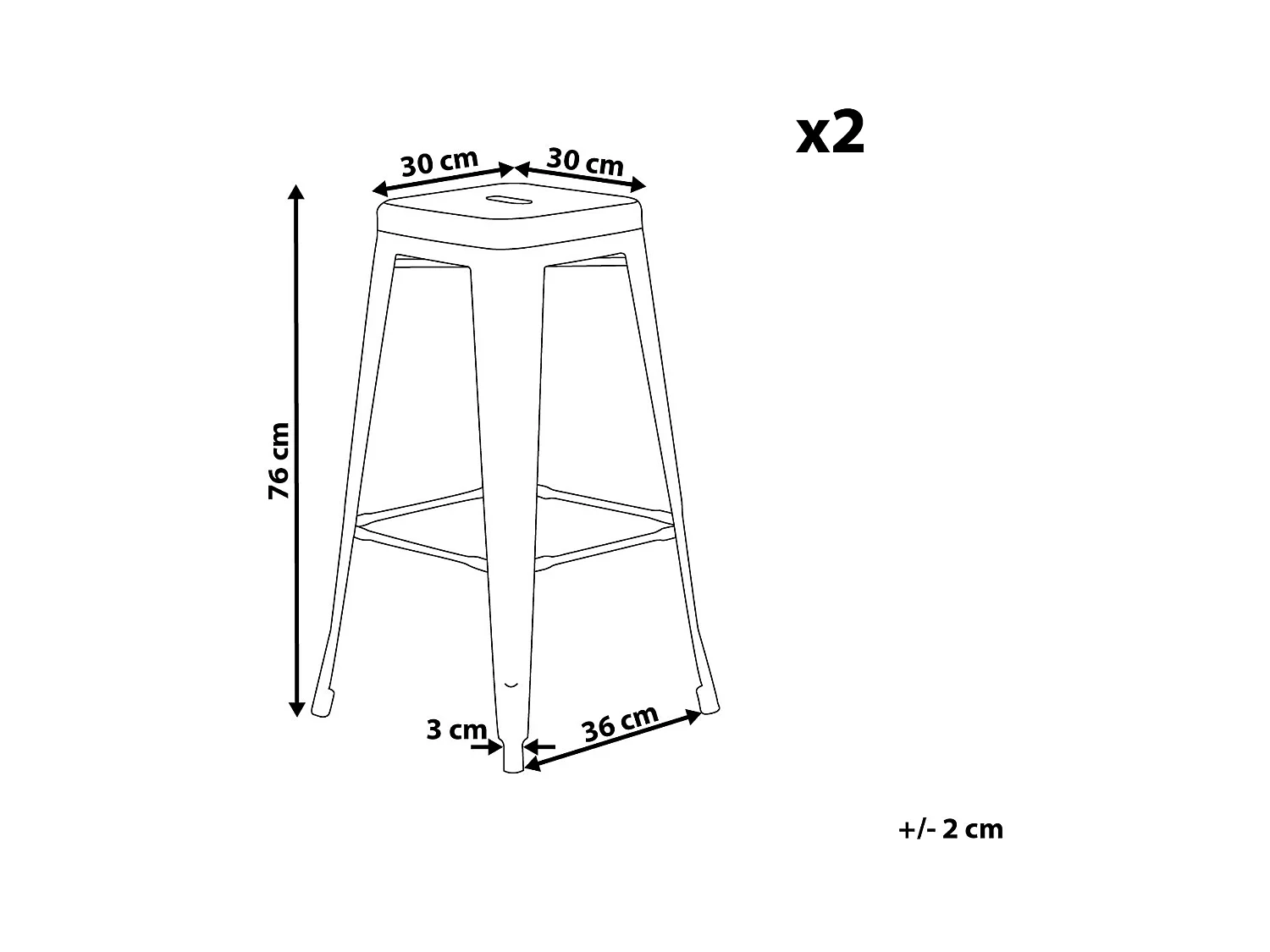 Hocker 2er Set in industriellem Stil Metall schwarz 76 cm Cabrillo
