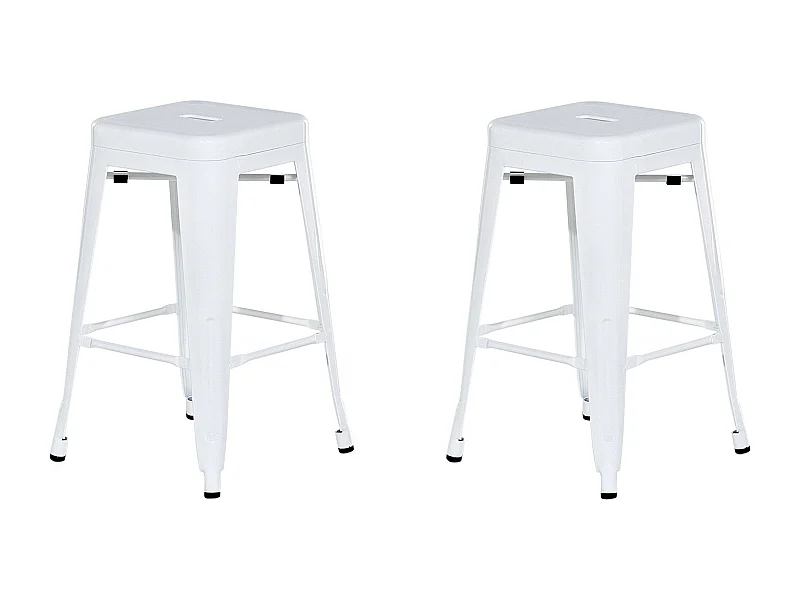Hocker 2er Set in industriellem Stil Metall weiß 60 cm Cabrillo