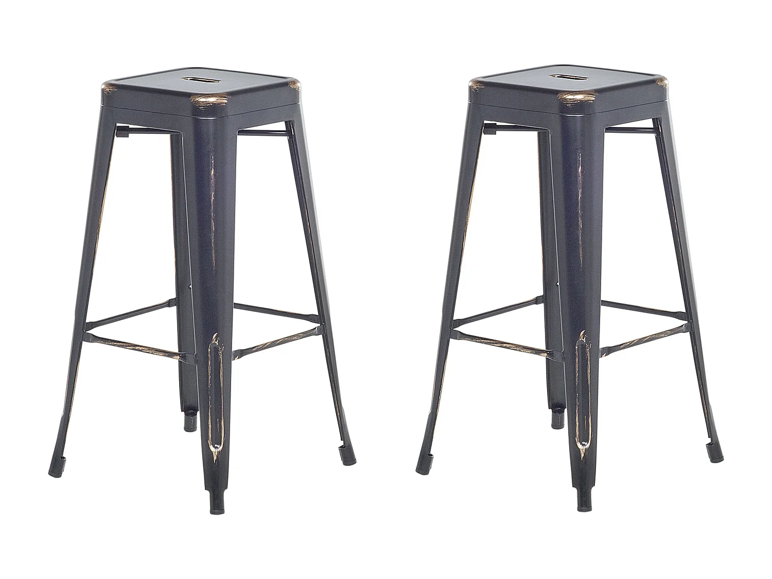 Hocker 2er Set in industriellem Stil Metall schwarz/gold 76 cm Cabrillo