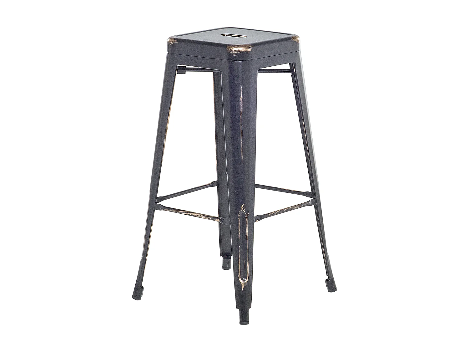 Hocker 2er Set in industriellem Stil Metall schwarz/gold 76 cm Cabrillo