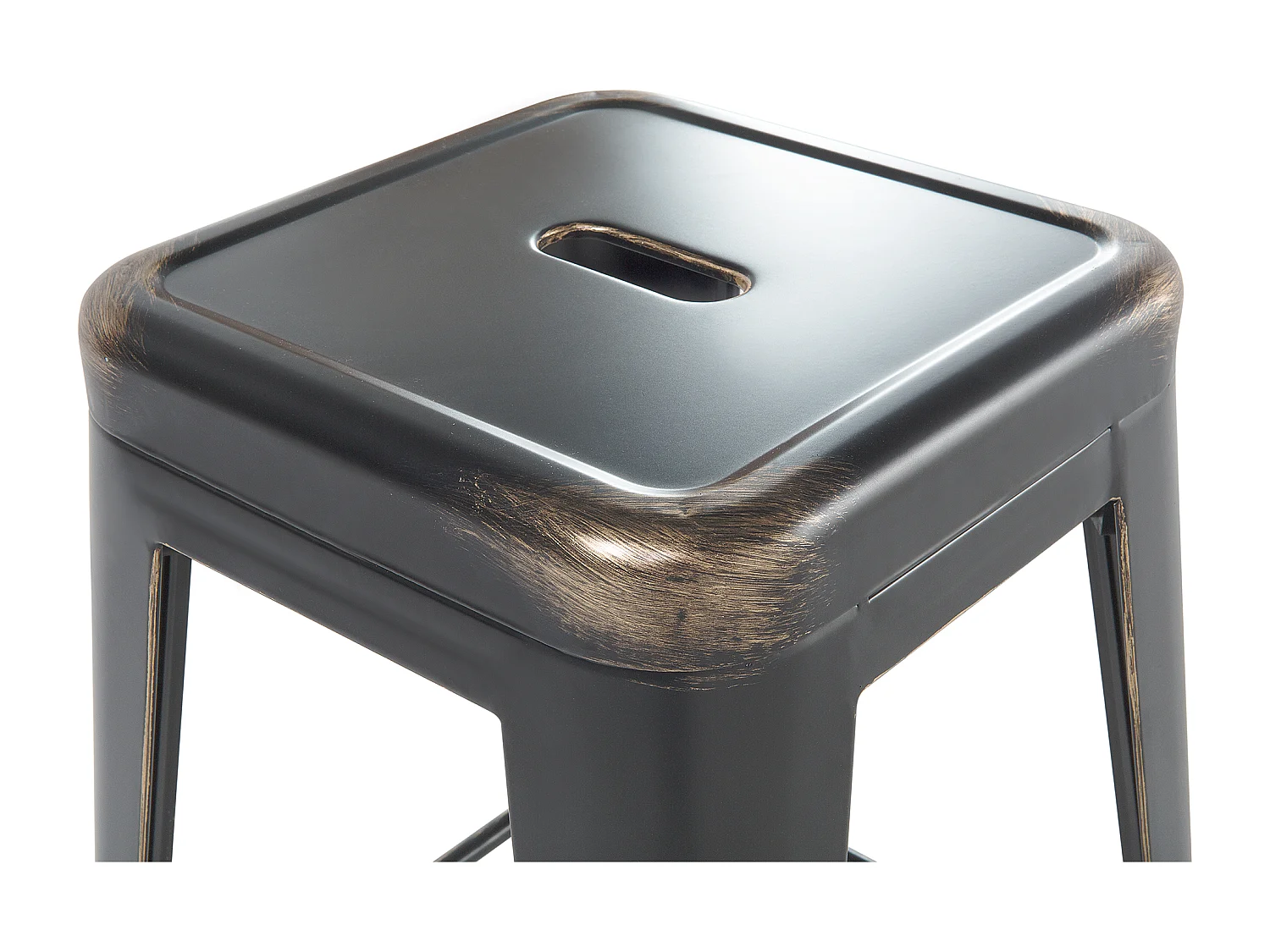 Hocker 2er Set in industriellem Stil Metall schwarz/gold 76 cm Cabrillo