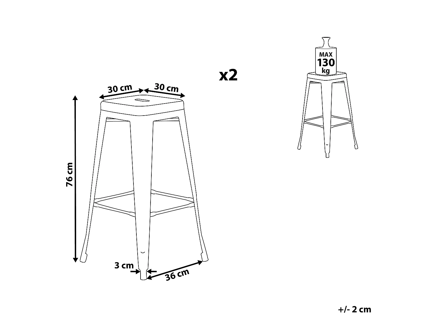 Tabouret de bar Set de 2 Rouge CABRILLO
