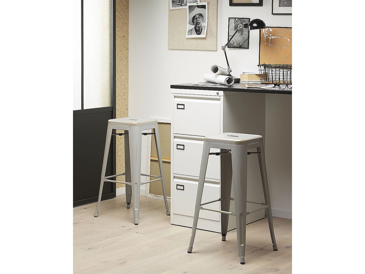 Set van 2 barkrukken CABRILLO Metaal Zilver