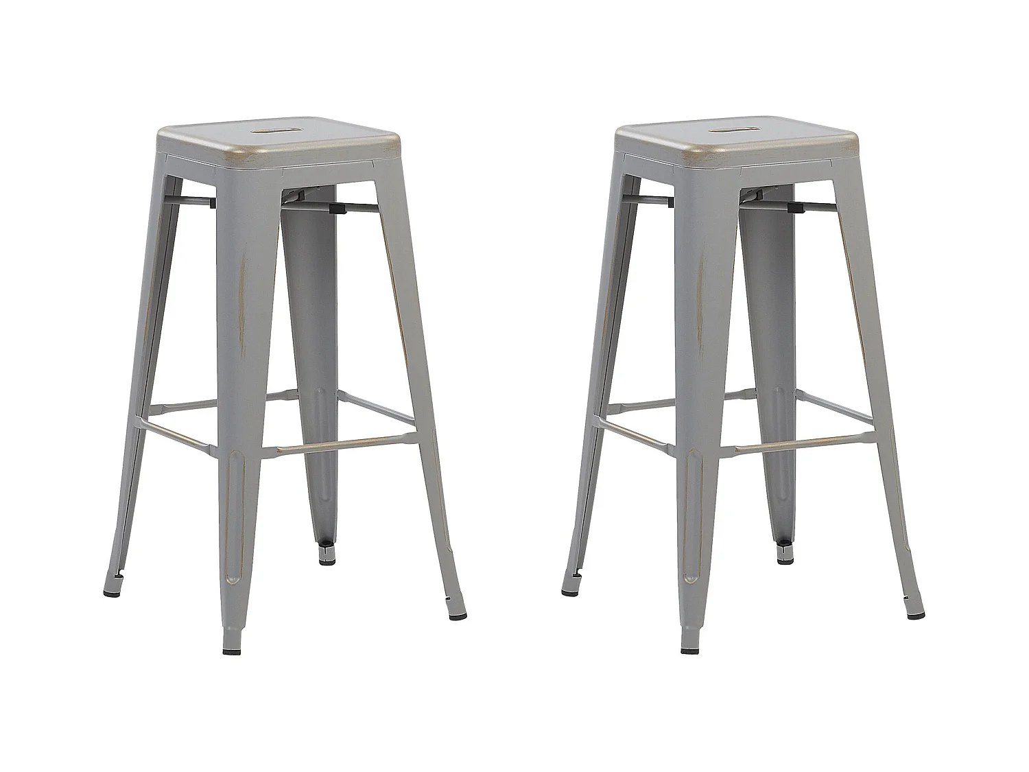Lot de 2 tabourets de bar CABRILLO Métal Argenté