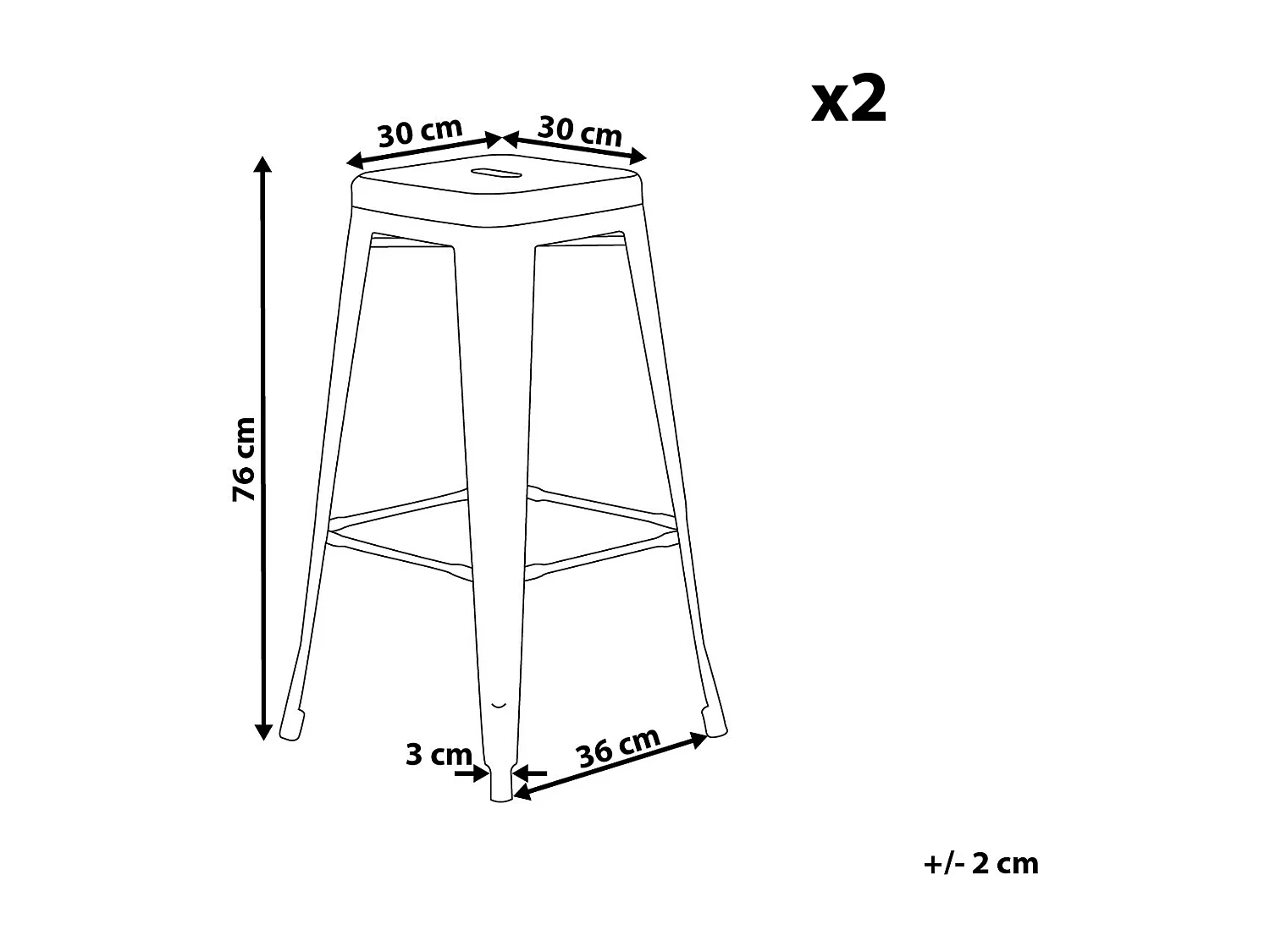 Set van 2 barkrukken CABRILLO Metaal Zilver