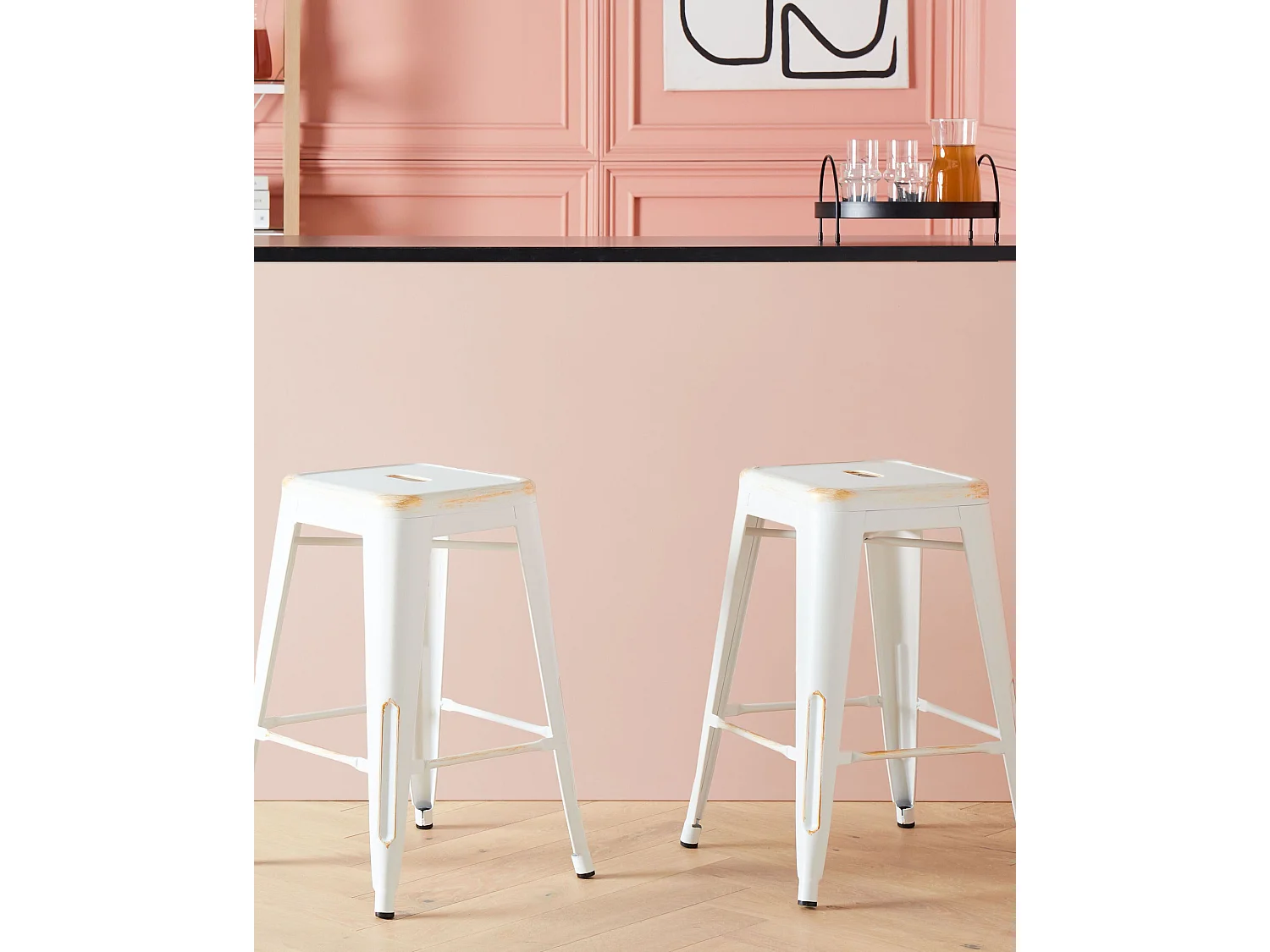 Tabouret de bar Set de 2 Métal Blanc CABRILLO