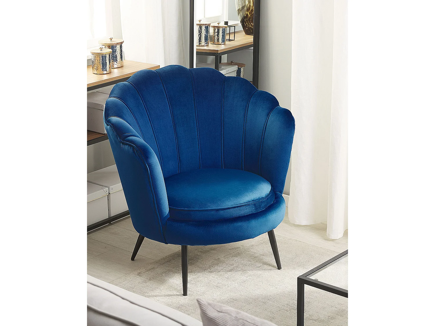 Fauteuil LOVIKKA Fluweel Marineblauw