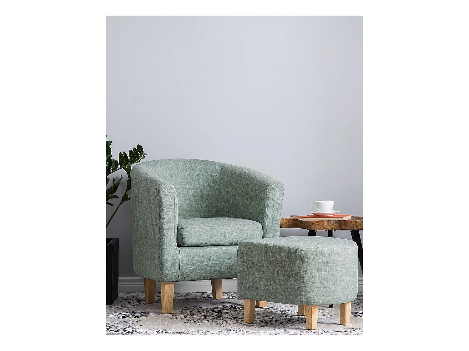 Trendy Cocktailsessel Polsterbezug Fußhocker hellgrün Holden