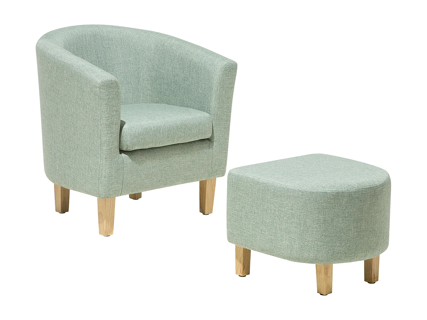 Fauteuil HOLDEN met voetenbank Stof Lichtgroen