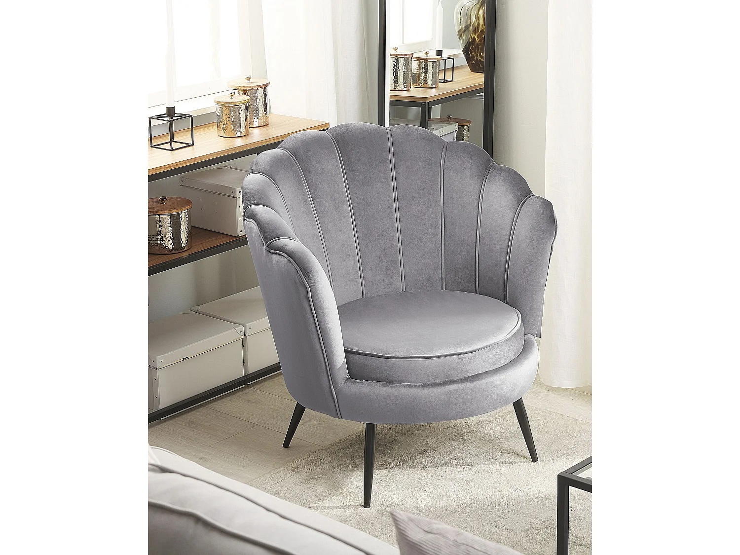 Sessel LOVIKKA Samtstoff Grau