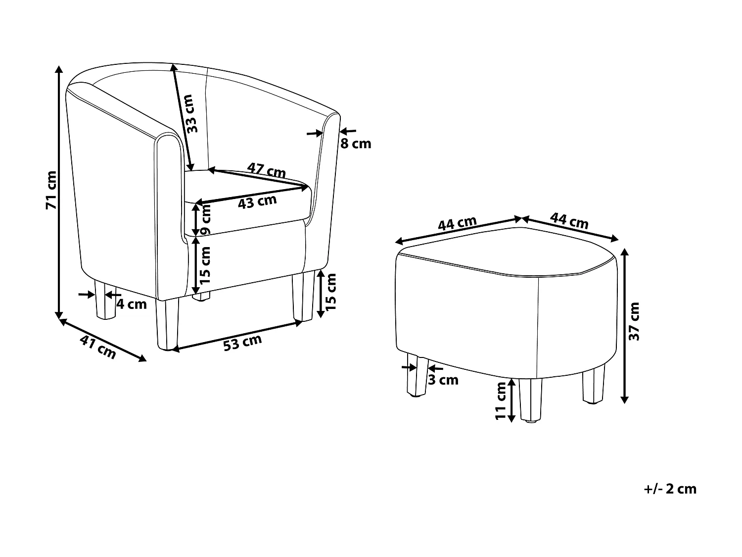 Fotel HOLDEN Z podnóżkiem Jasnoszary