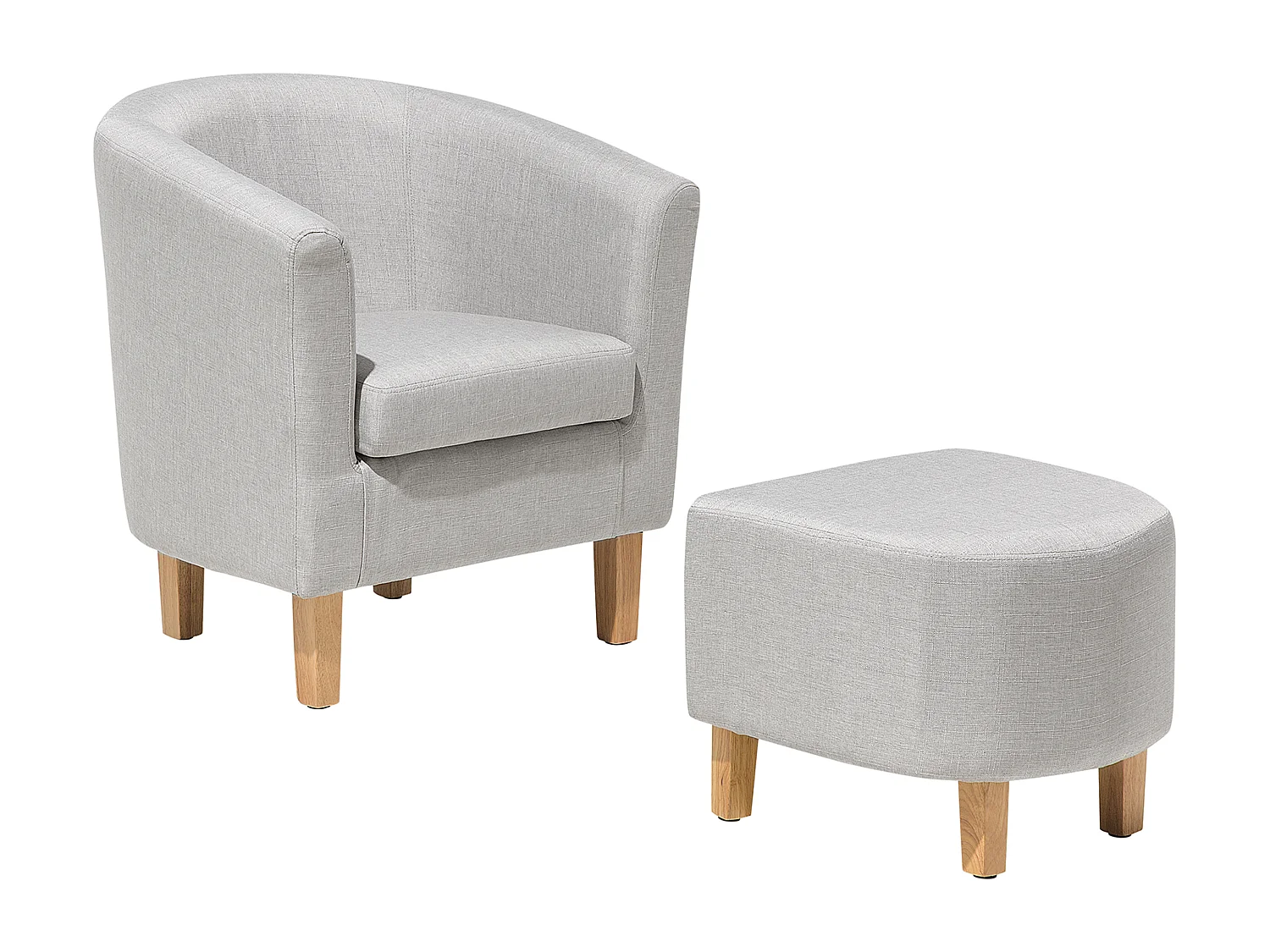 Fauteuil HOLDEN met voetenbank Stof Lichtgrijs