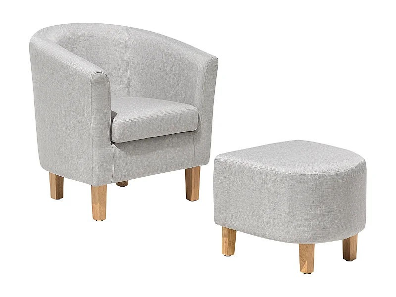 Sessel HOLDEN mit Fussstütze Stoff Hellgrau
