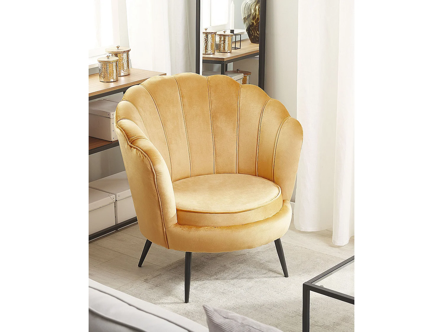 Fauteuil LOVIKKA Velours Moutarde