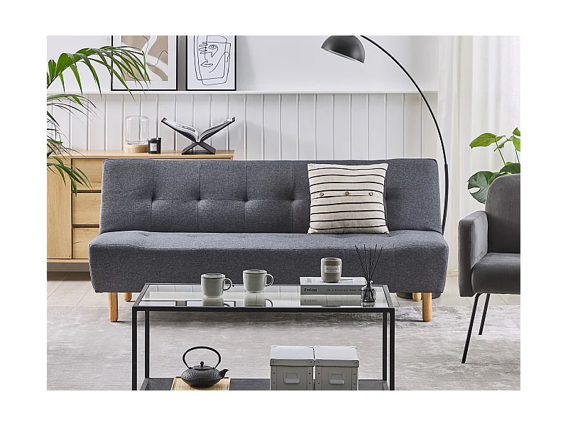 Canapé-lit 3 places ALSTEN Tissu Gris foncé